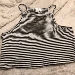 Black and white stripe crop tank top